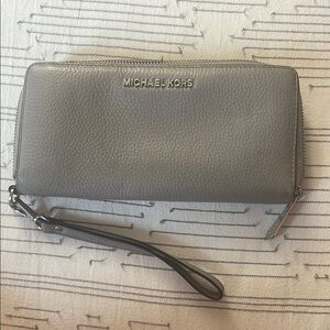 Michael Kors Charcoal Leather Wristlet